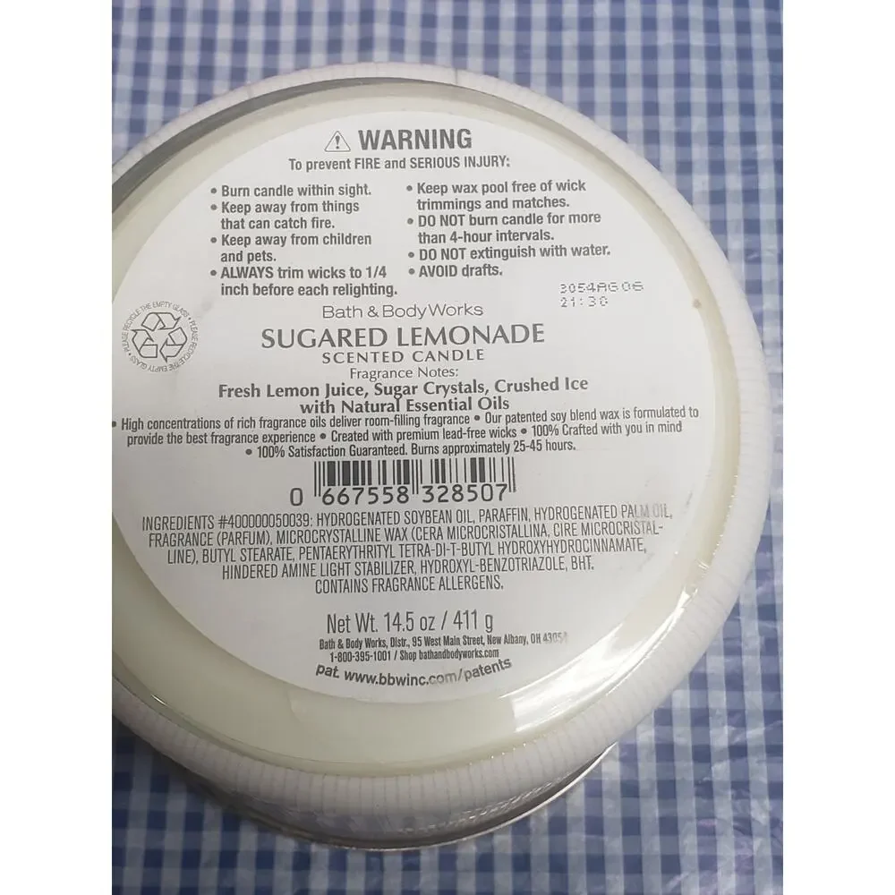BBW THANKS FOR EVERYTHING Sugared Lemonade Large 3 Wick 14.5oz Candle